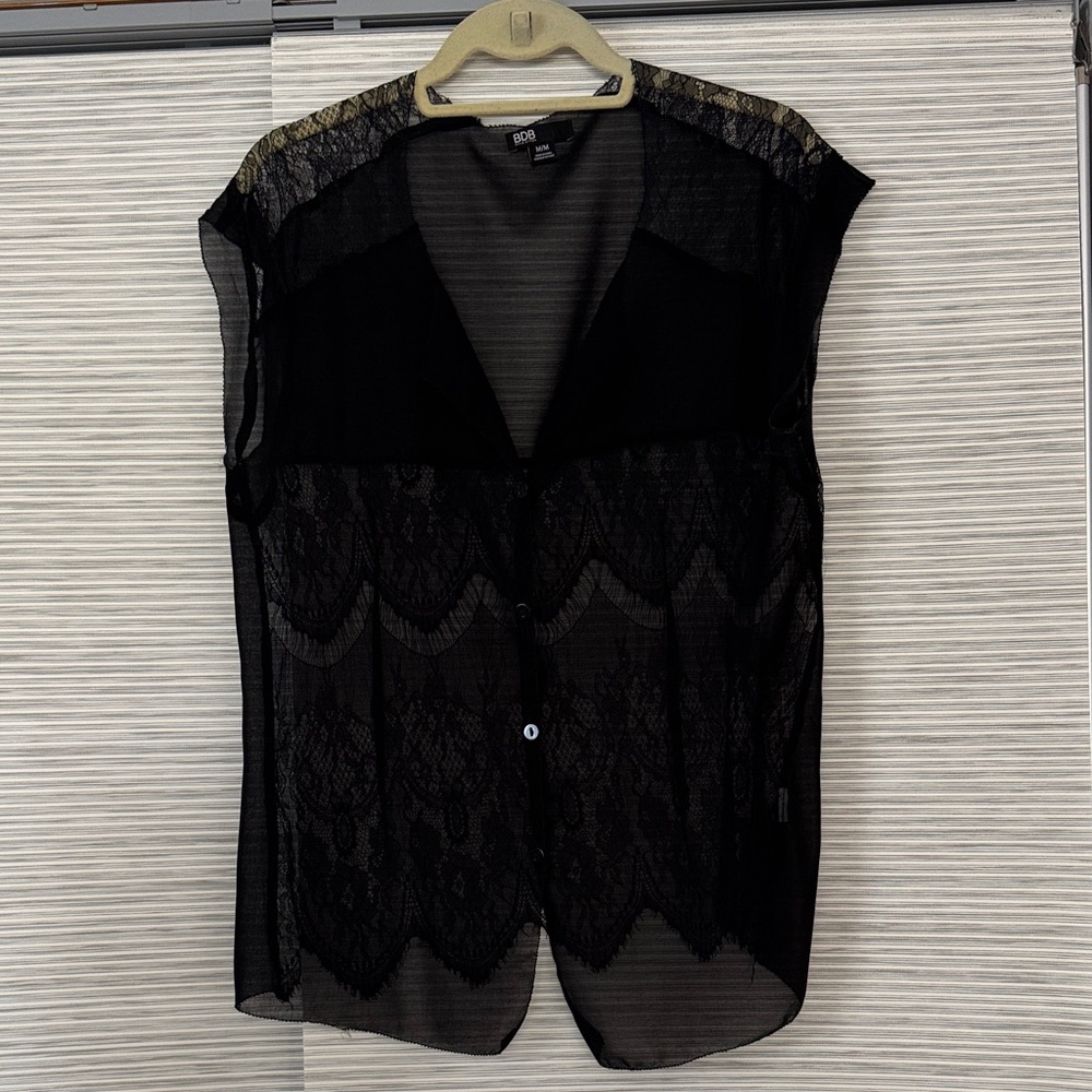 Black Lace Sheer Blouse